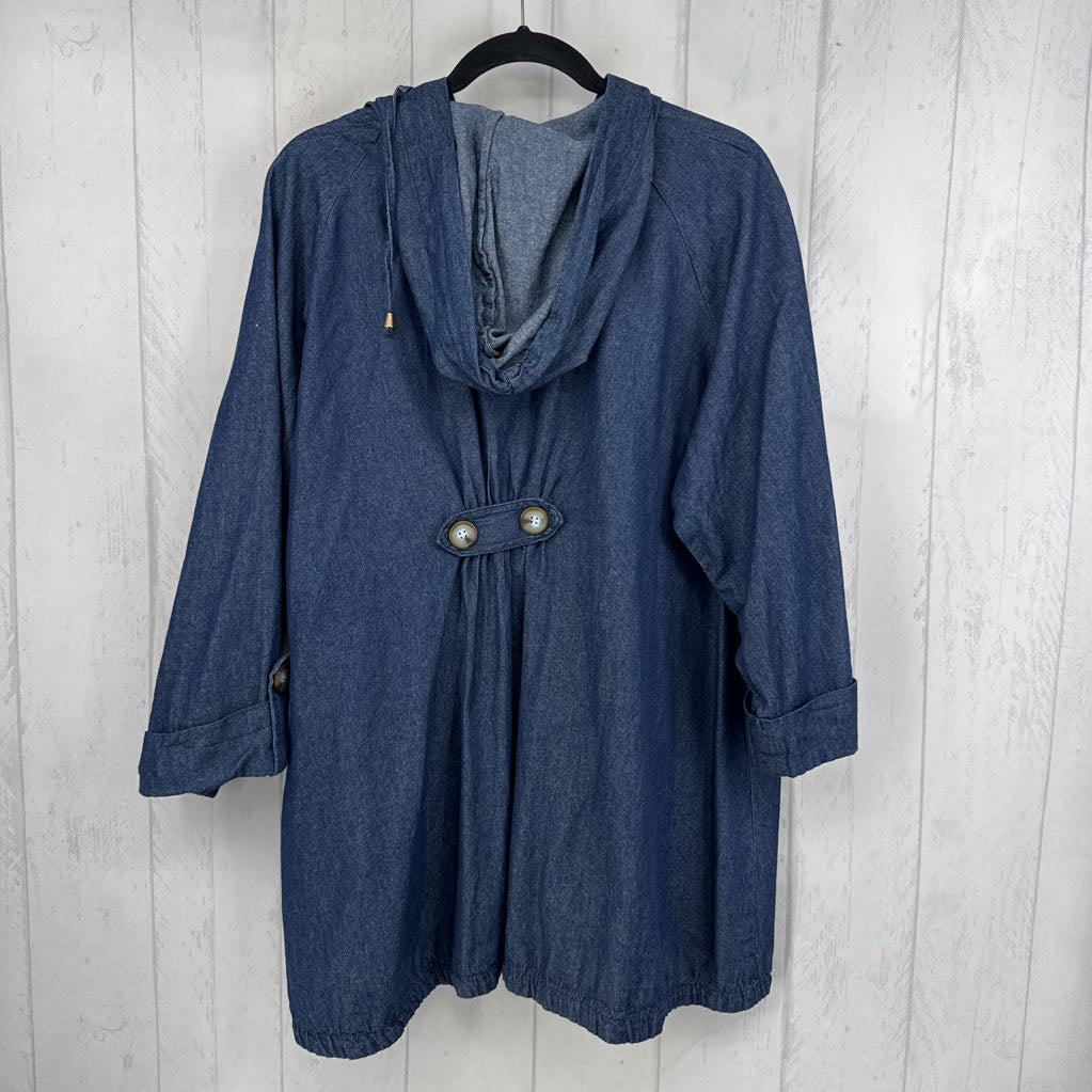 1x l/s denim button jacket w/ hood