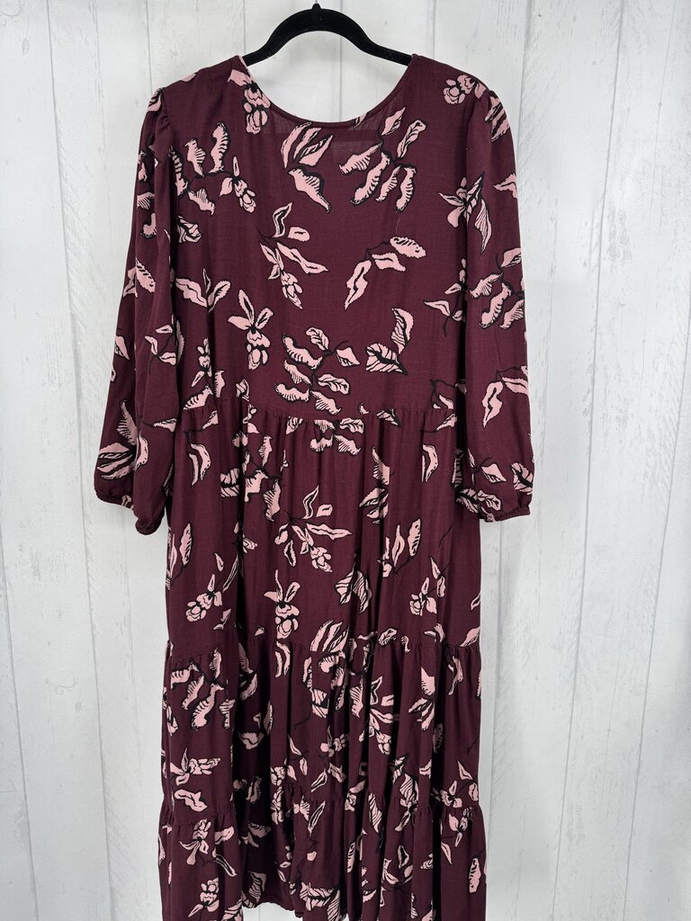 2x l/s leaf print button maxi dress