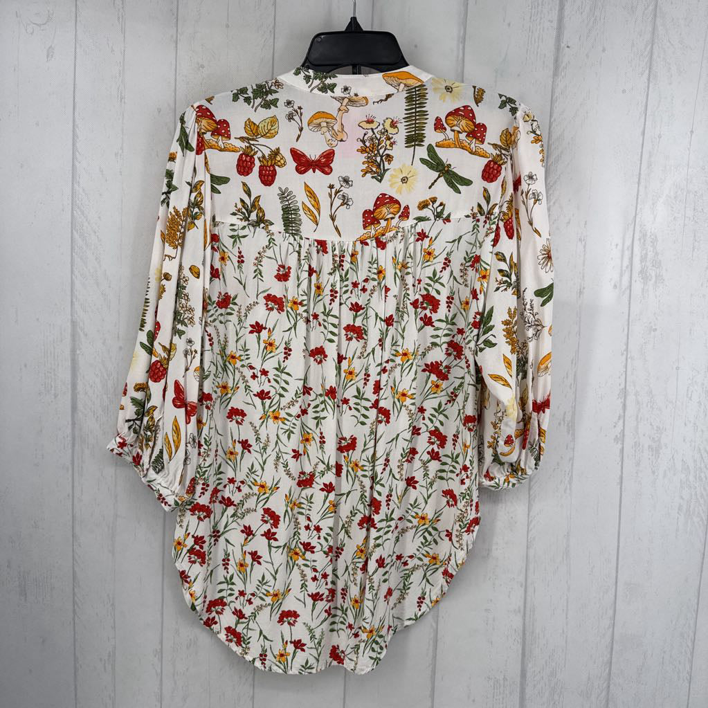 L s/s floral mushroom print top