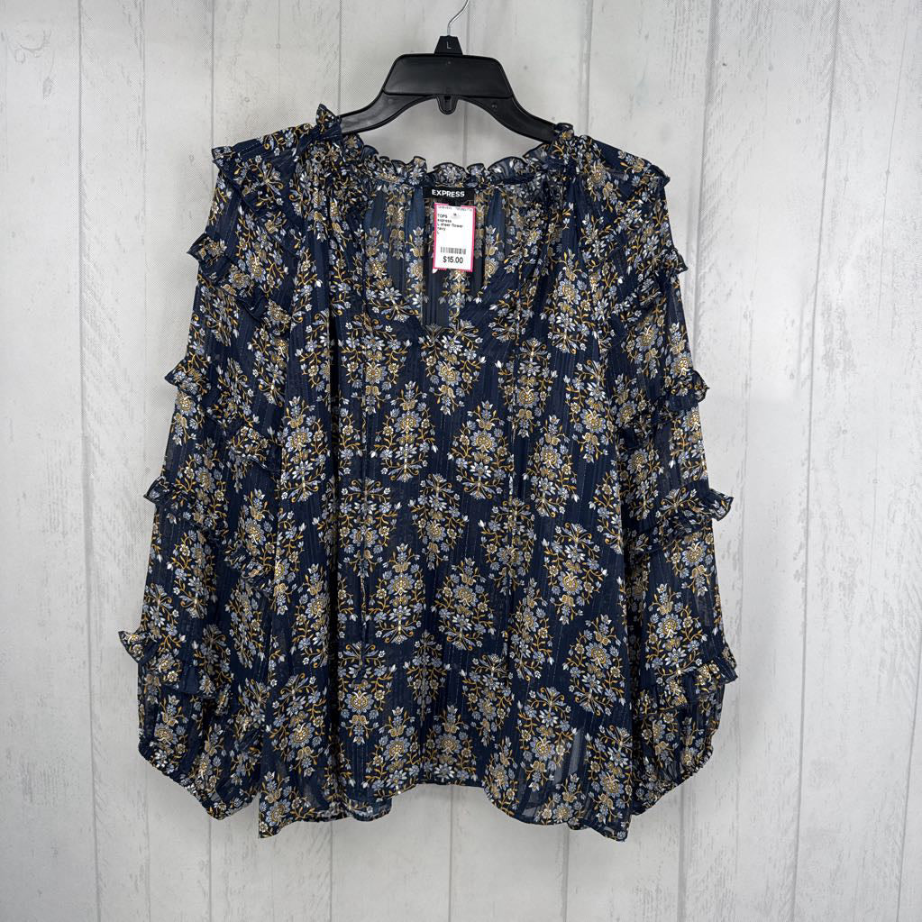 L sheer flower print top