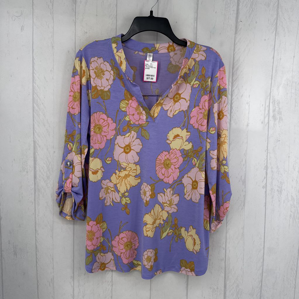 L 3/4 slv floral top