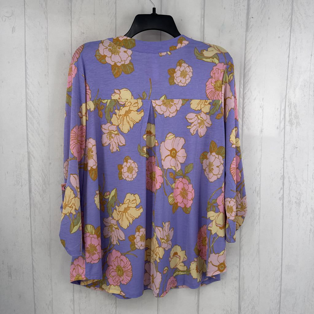 L 3/4 slv floral top