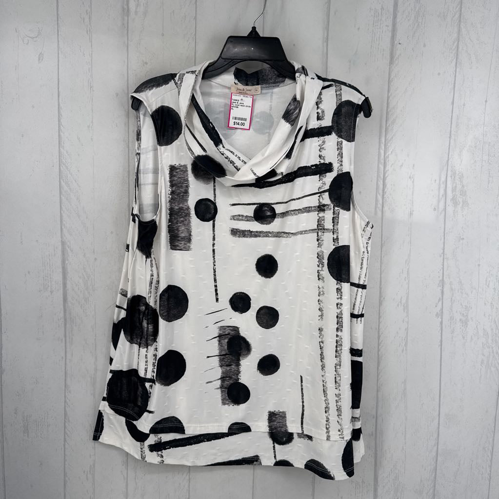 XL cowl neck circle print tank