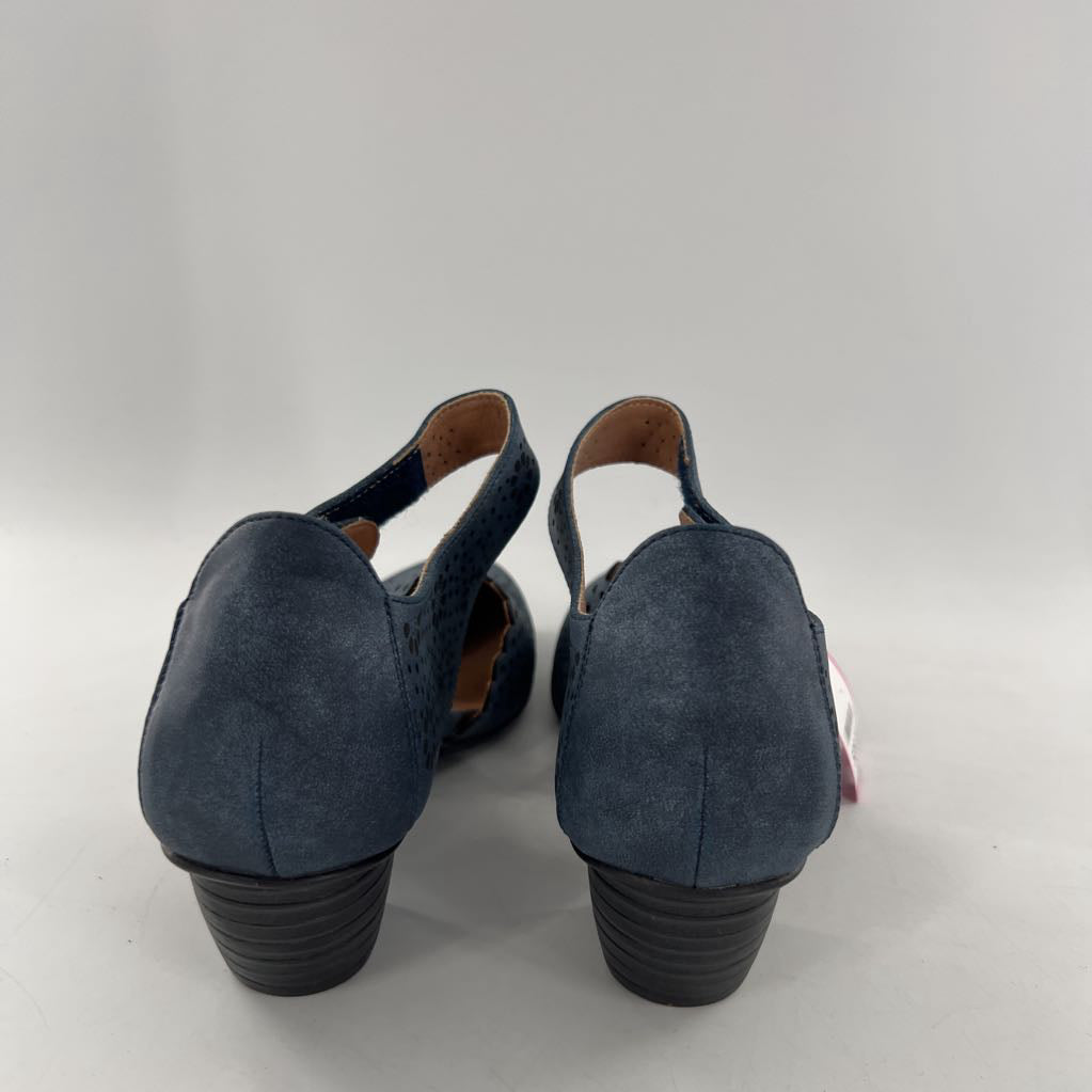 9 perforated leather low heel mary janes