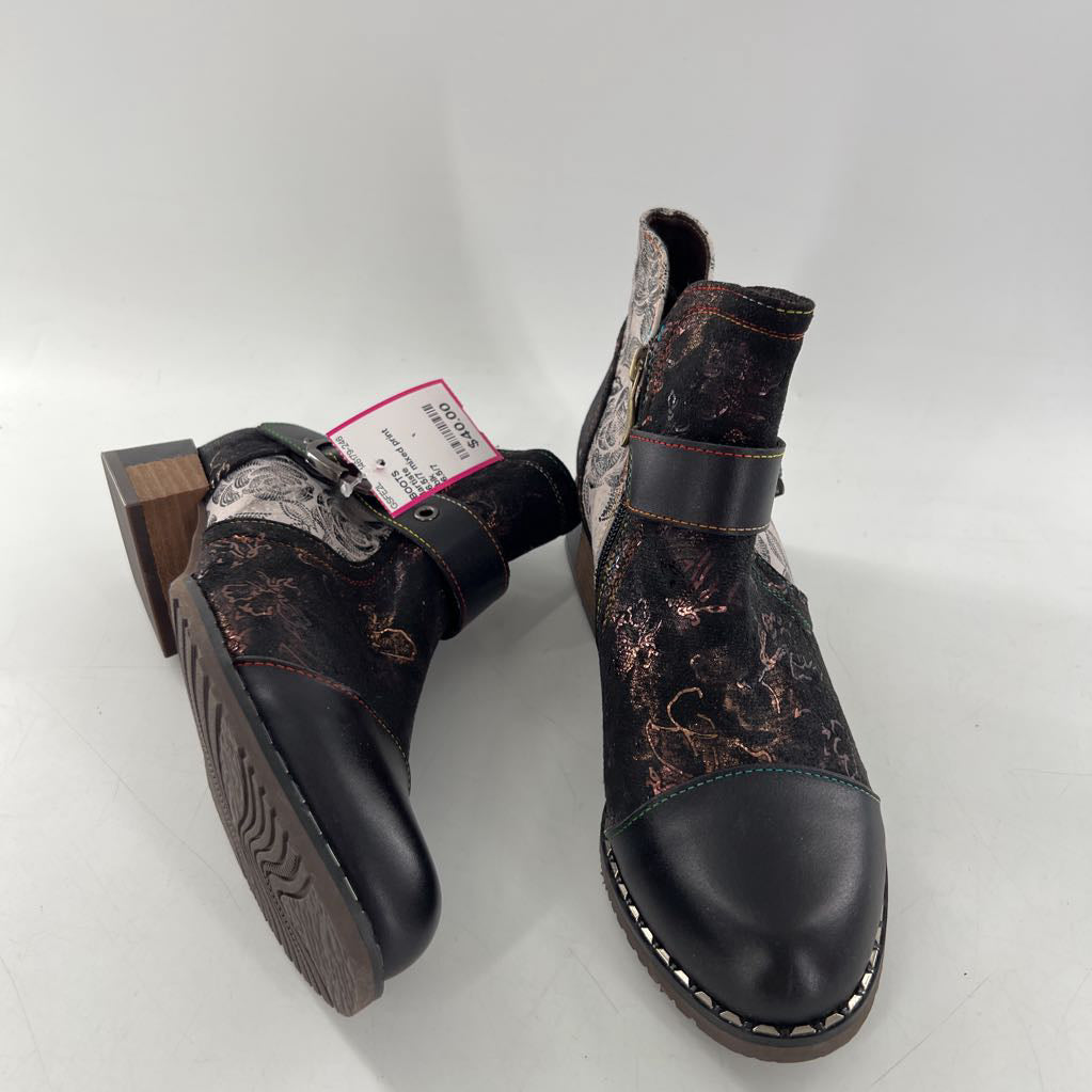 6.5/7 mixed print ankle boot