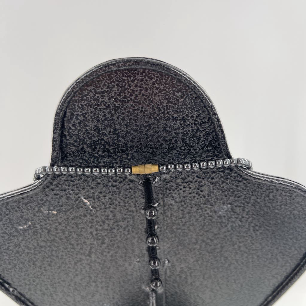 9" blk metal & gold beaded necklace