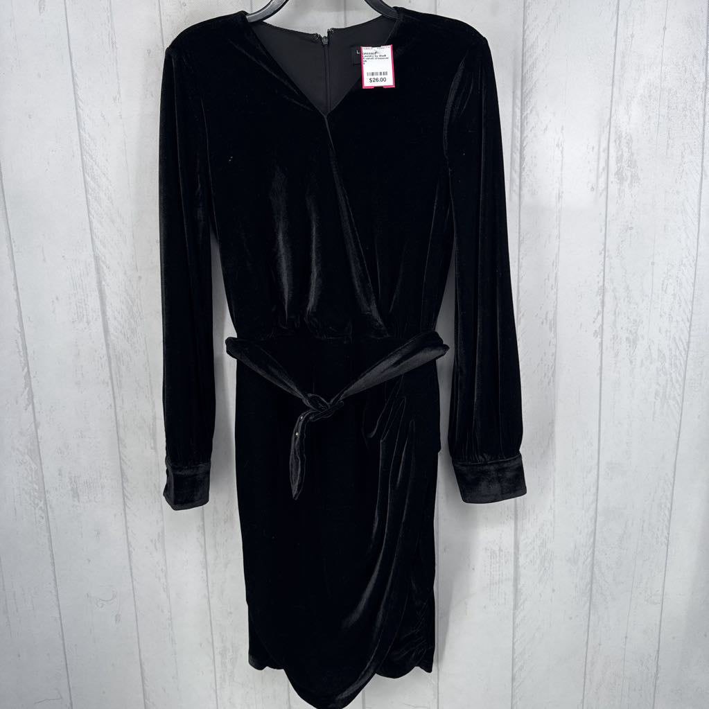 8 velvet crossover belted l/s dress