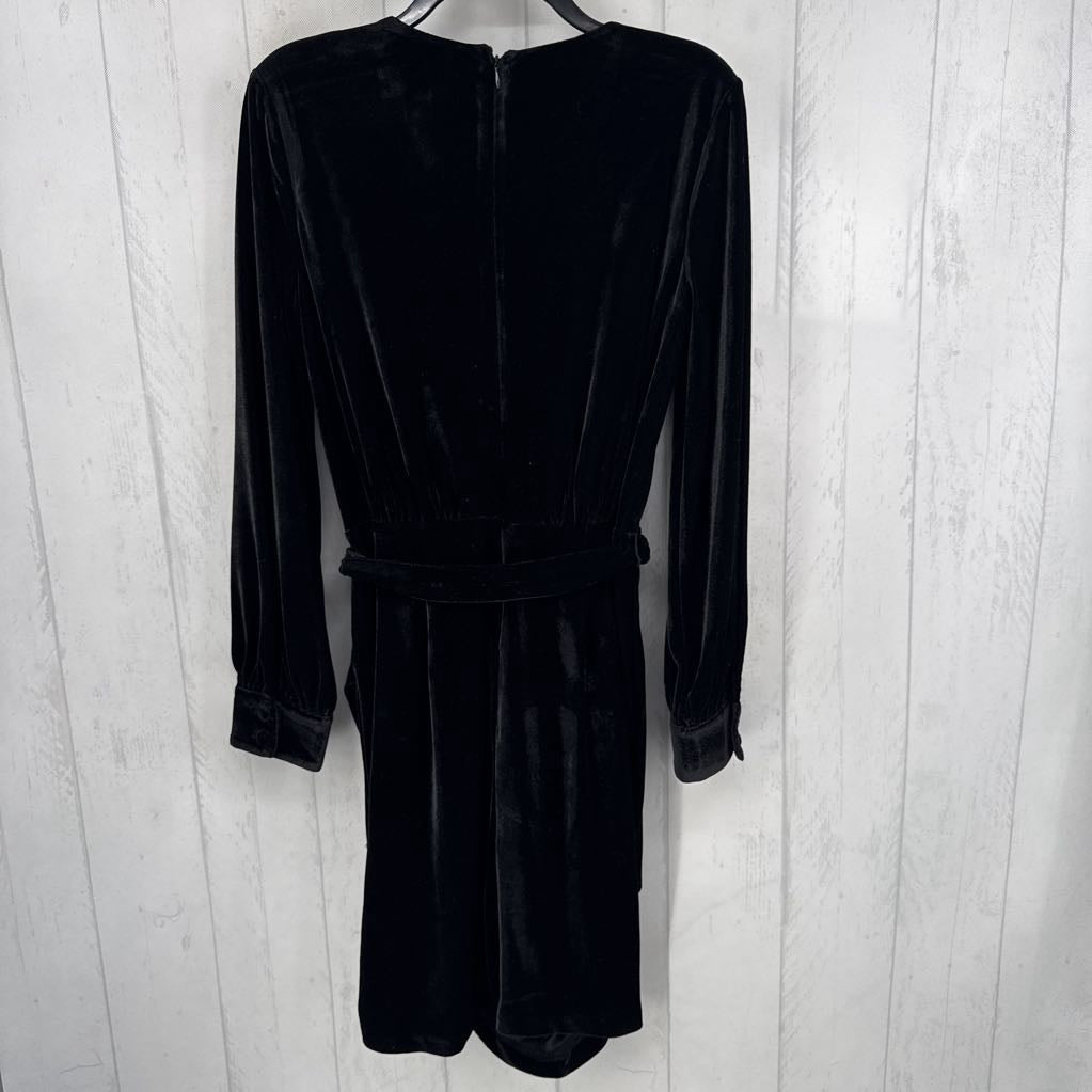 8 velvet crossover belted l/s dress