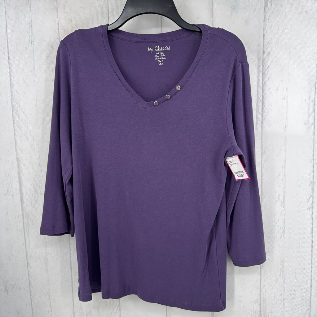 L v-neck 3/4 slv tee