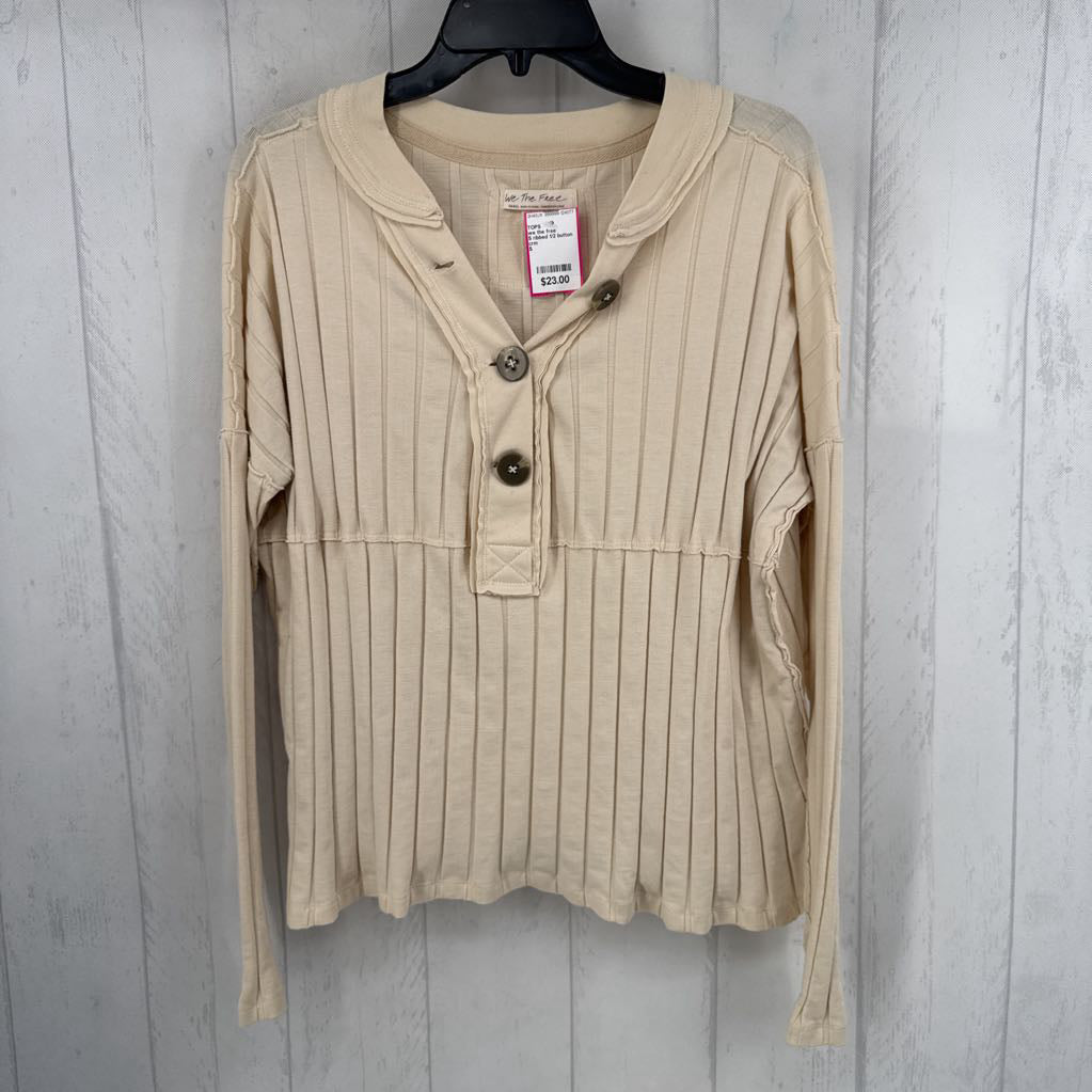 S ribbed 1/2 button down l/s top