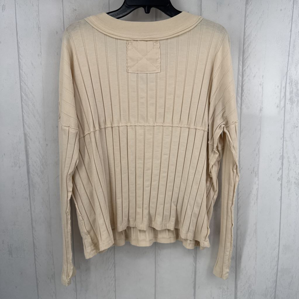 S ribbed 1/2 button down l/s top