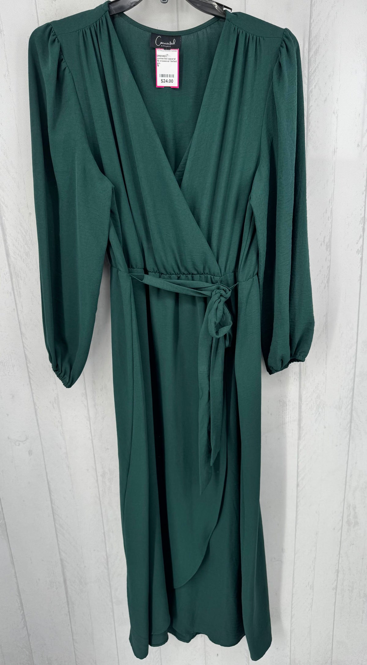 16 crossover belted l/s dress