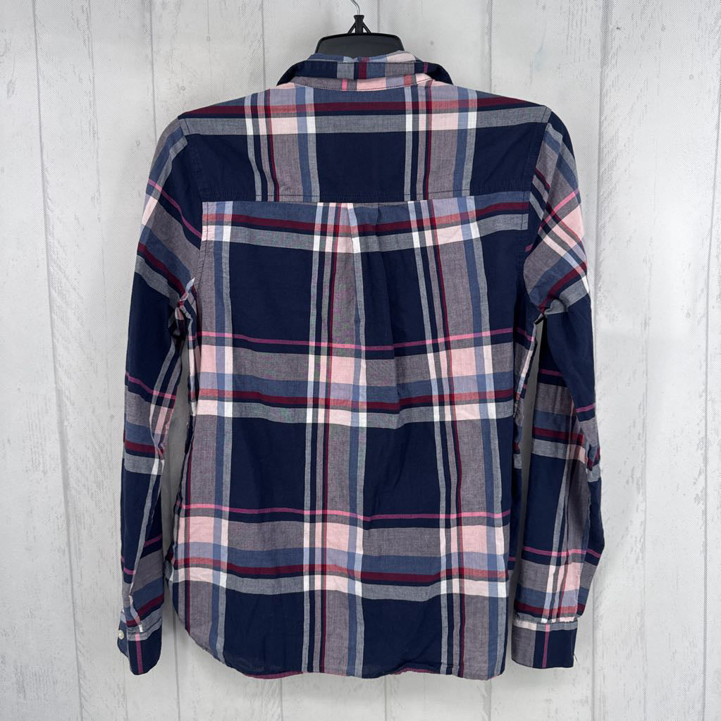 S plaid button down l/s top