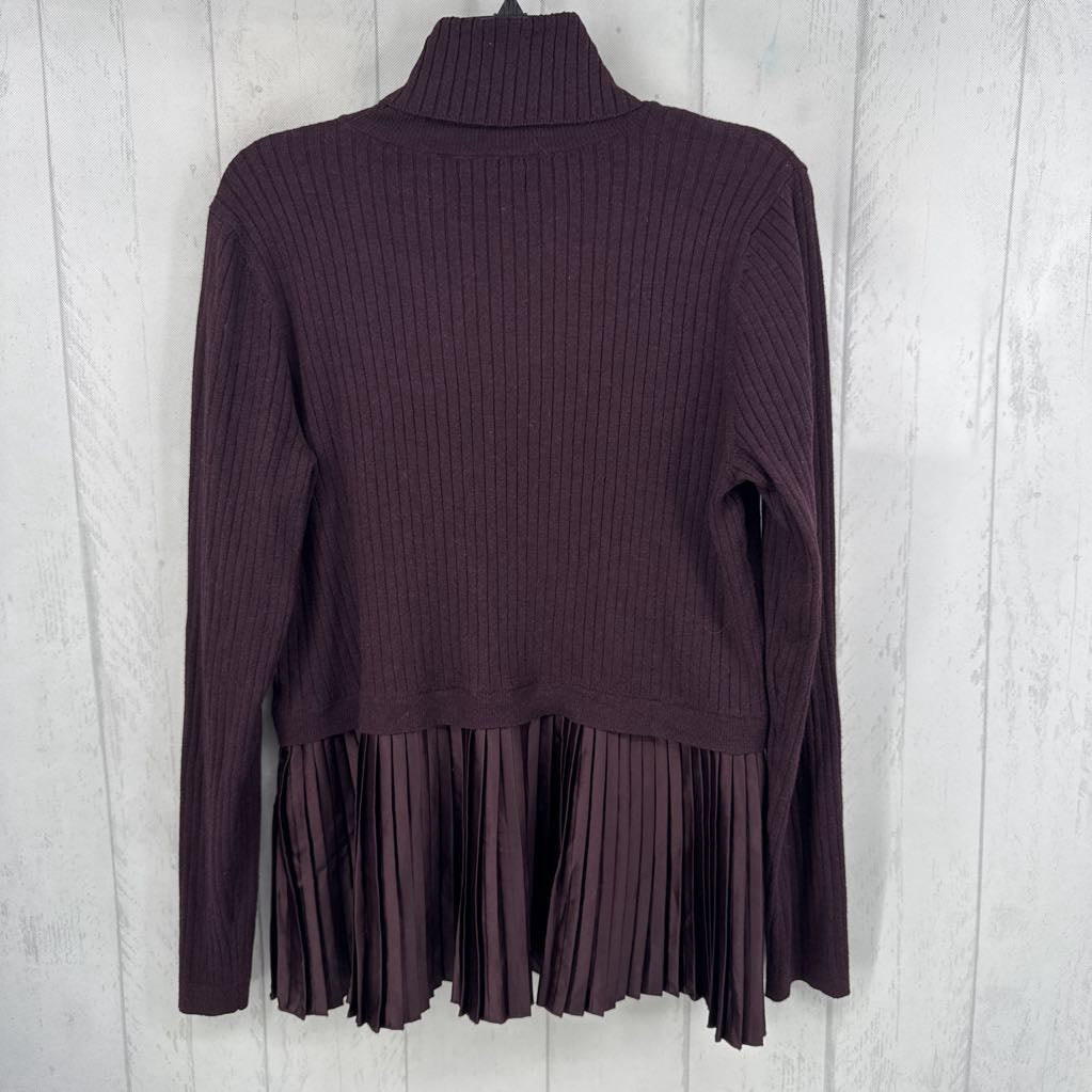 L ribbed pleated hem l/s top