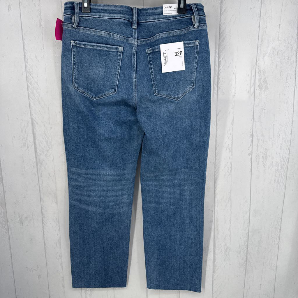 32p mid rise slim straight leg jean