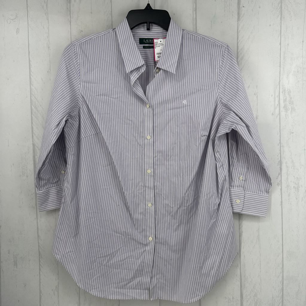 R90 1X striped button down 3/4 slv top
