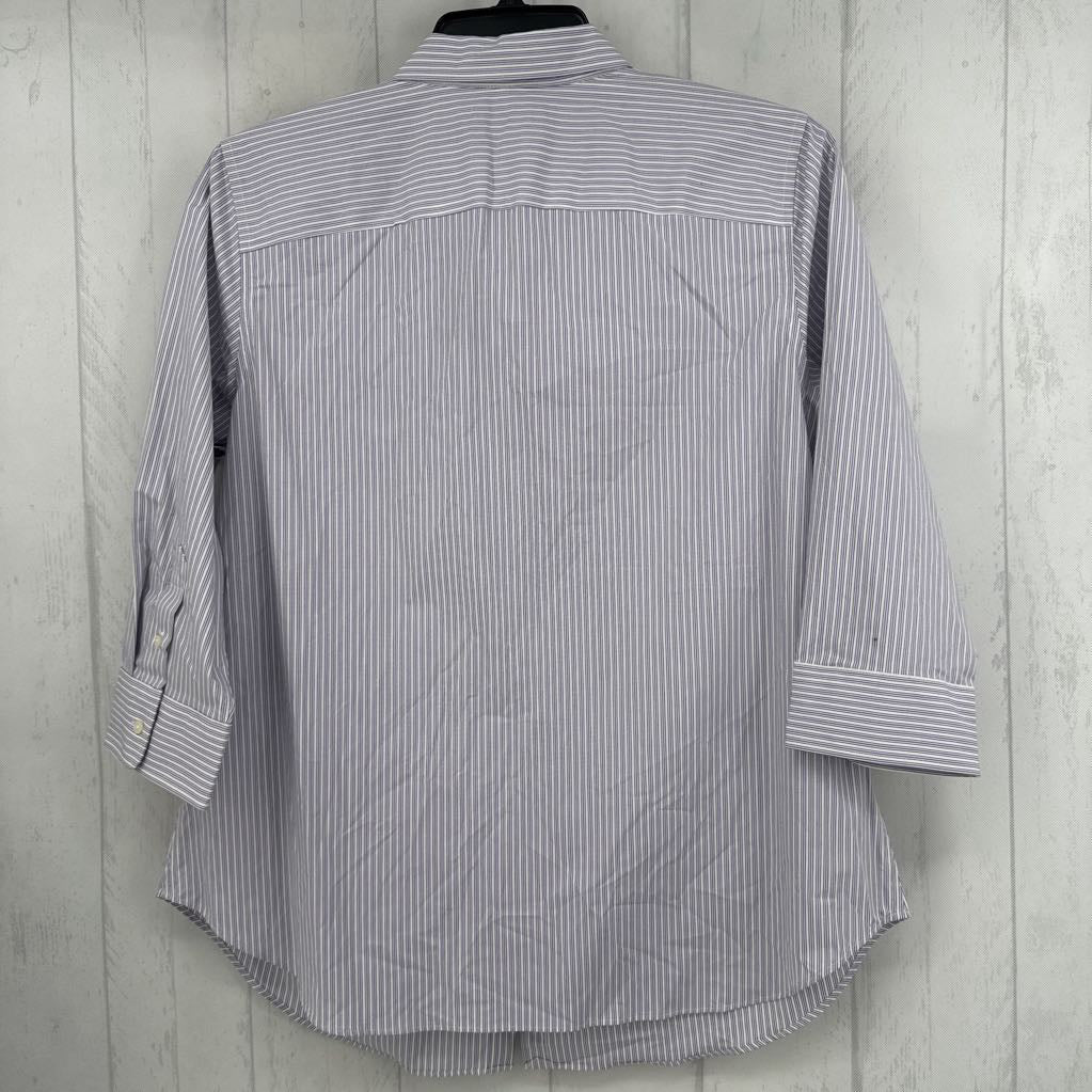 R90 1X striped button down 3/4 slv top