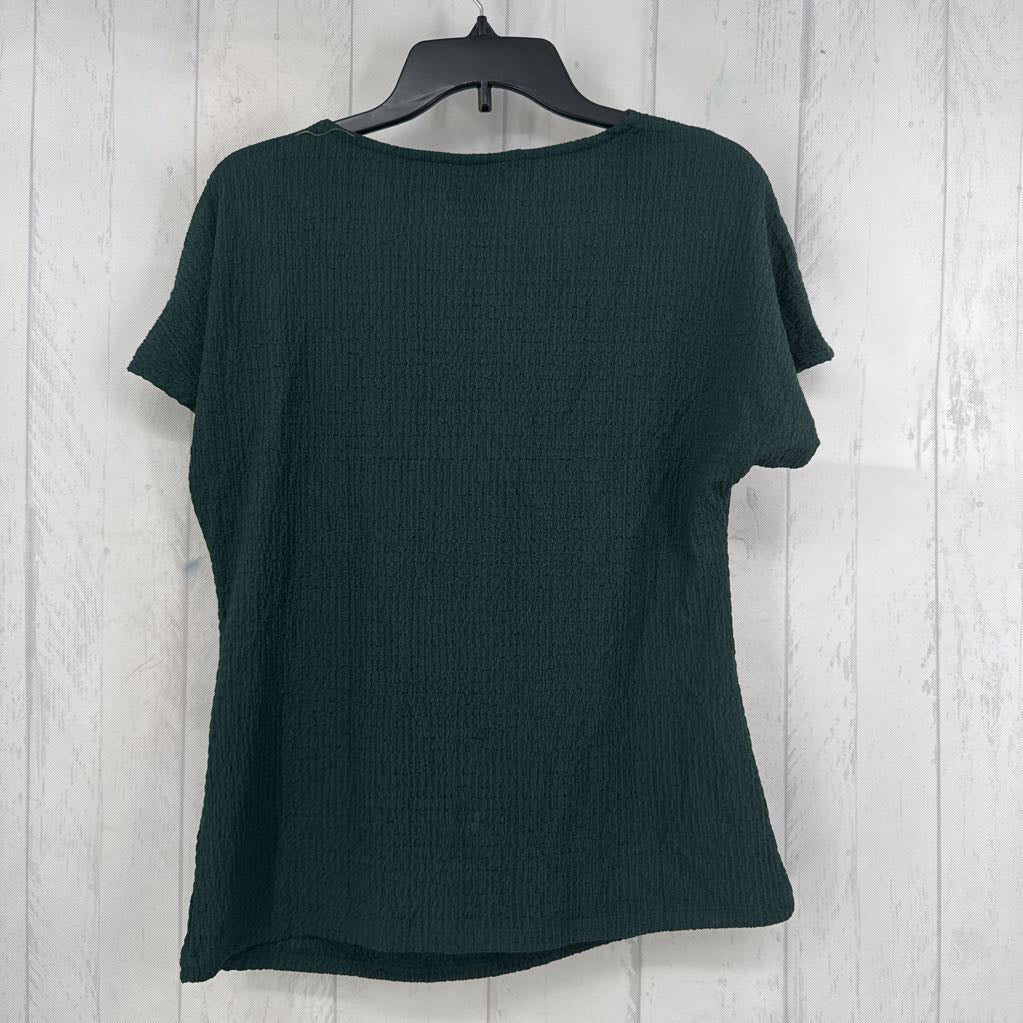 M textured draped front s/s top