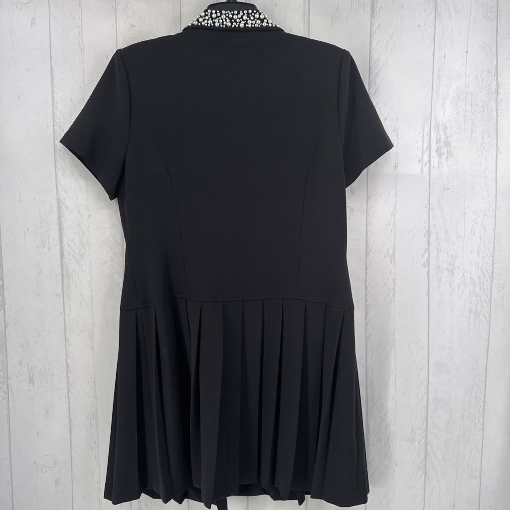 12 pearl embelished gold button s/s dress