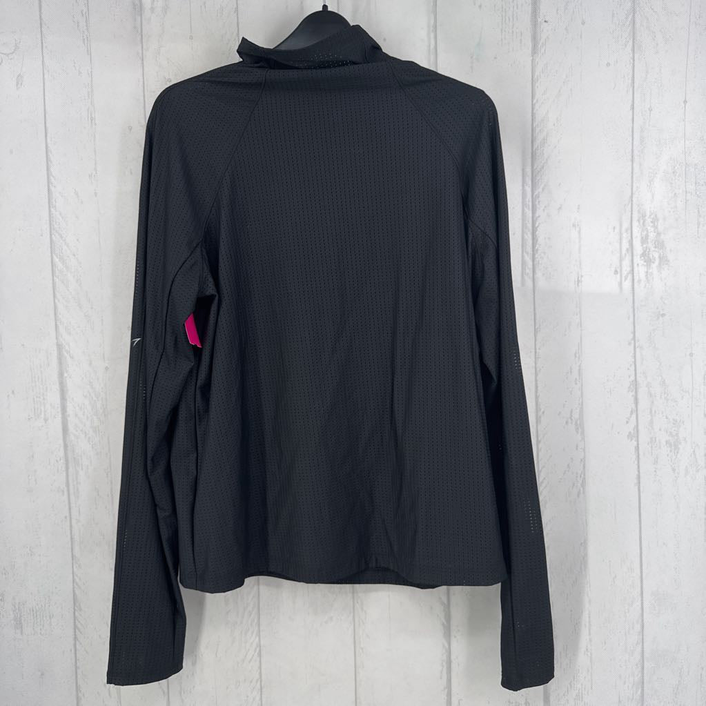 L perforated mock neck l/s top