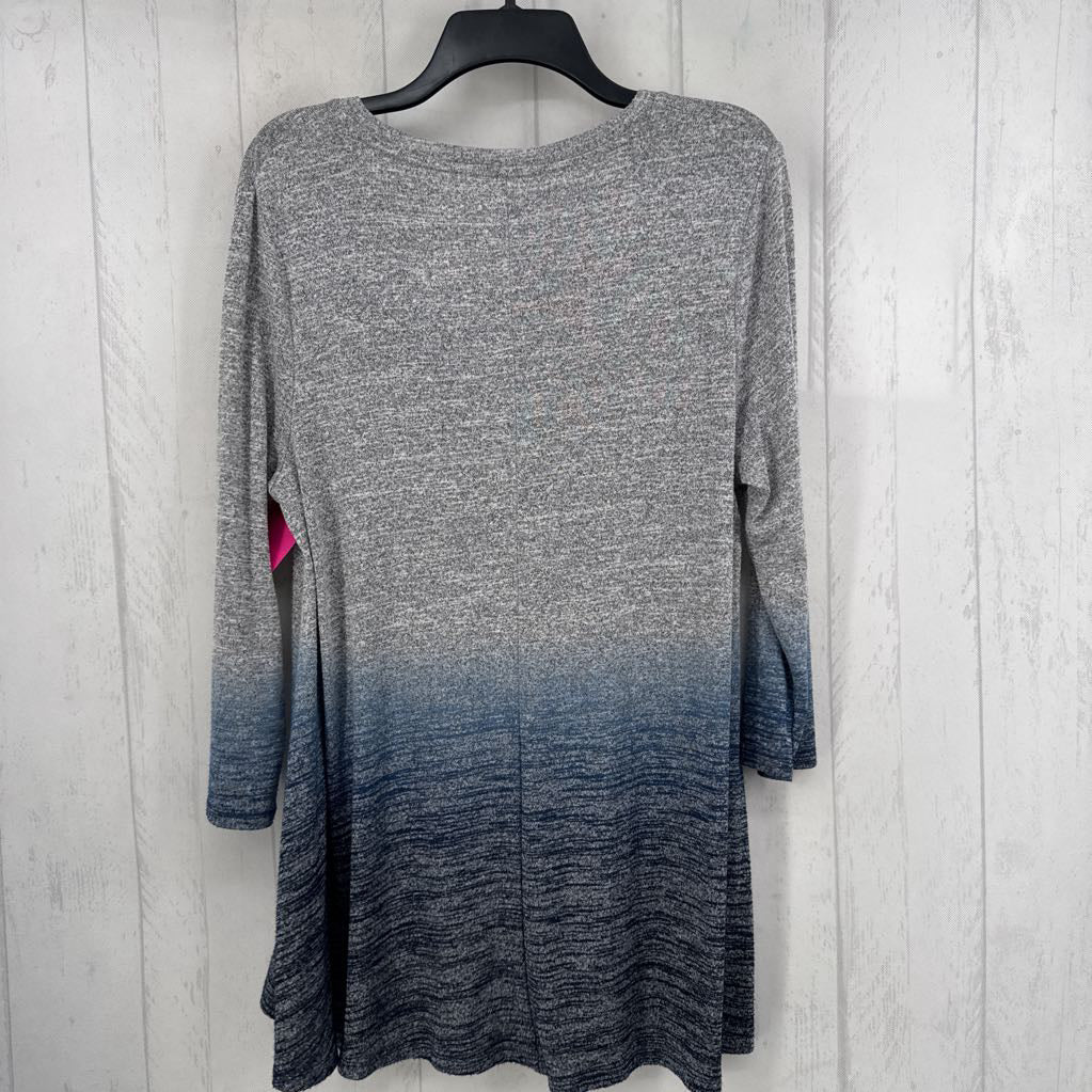 L marled ombre v-neck l/s top
