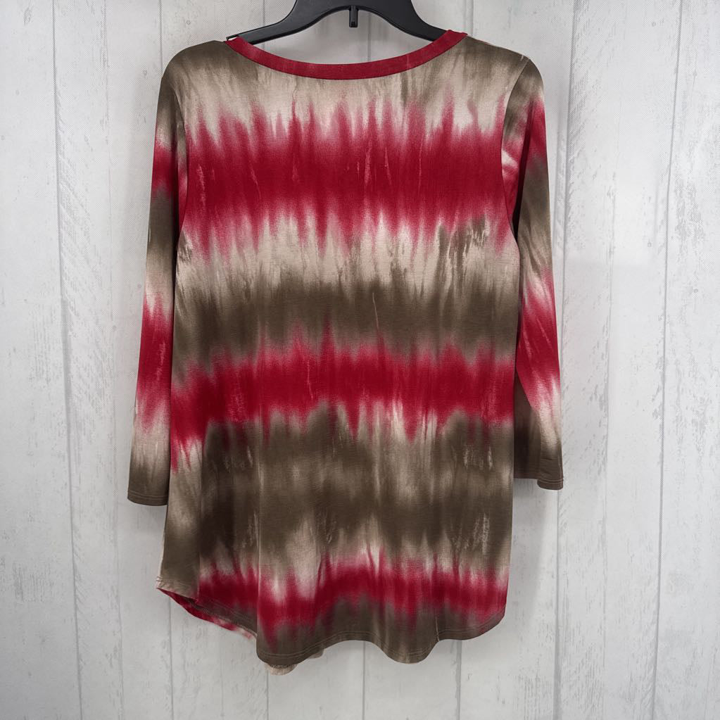 M tie-dye v-neck 3/4 slv top