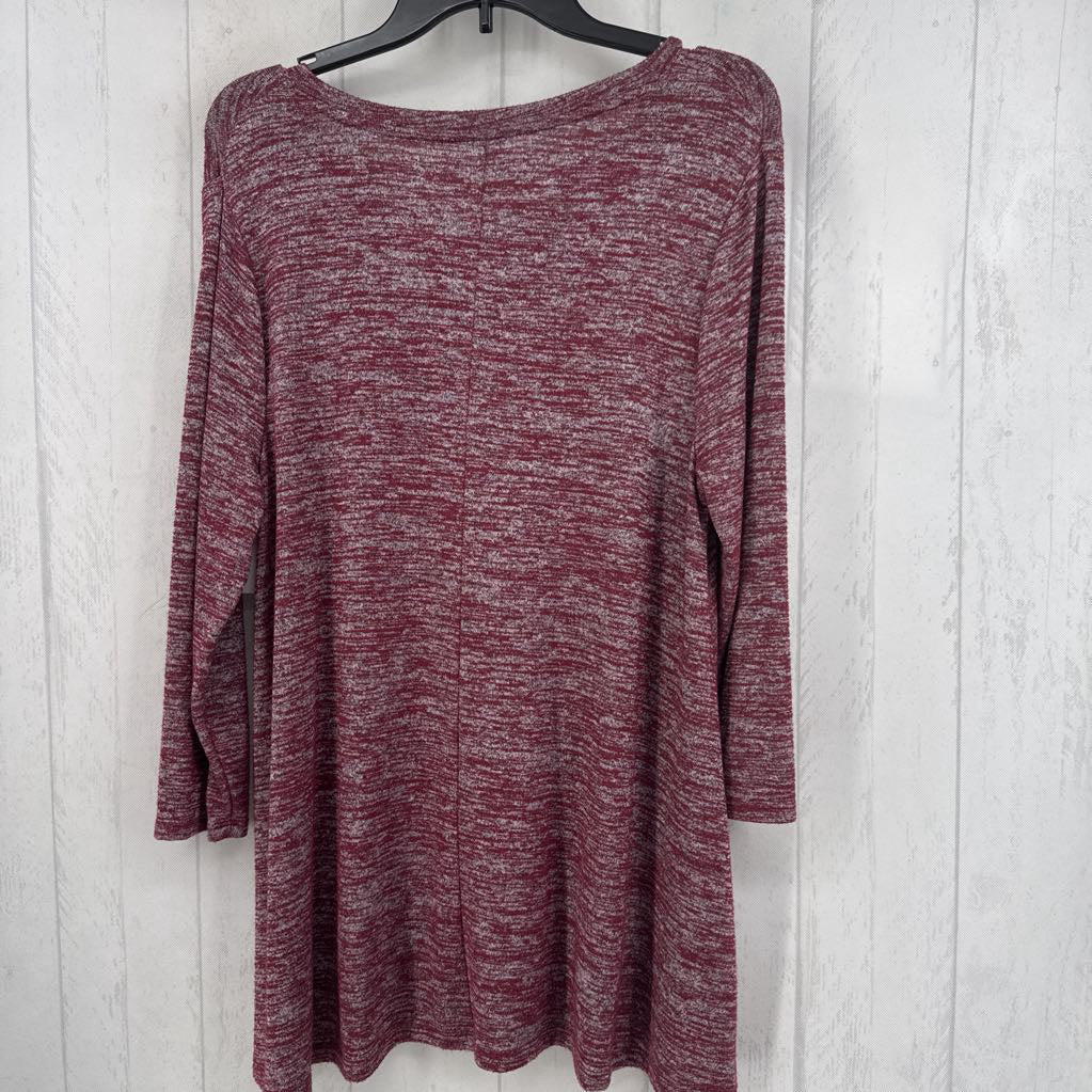 L marled v-neck 3/4 slv top