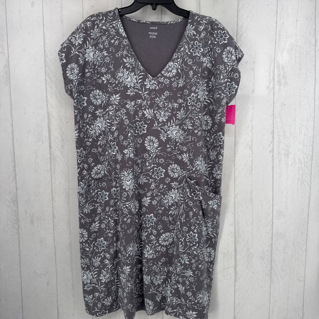 L flo print v-neck s/s tee