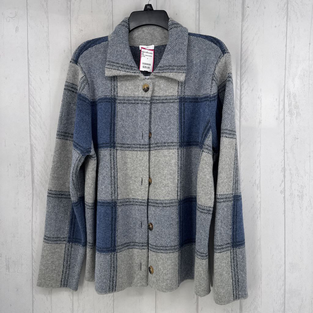 R119 L plaid button down sweater