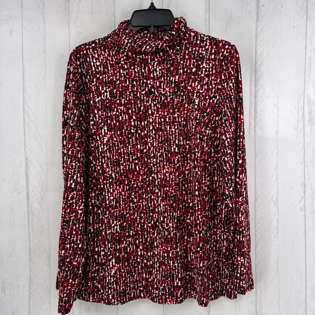 L printed mock neck l/s top