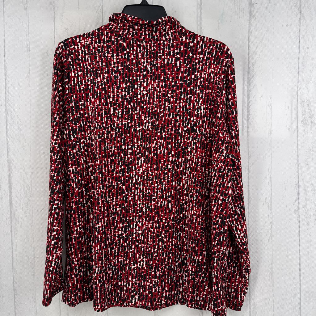 L printed mock neck l/s top