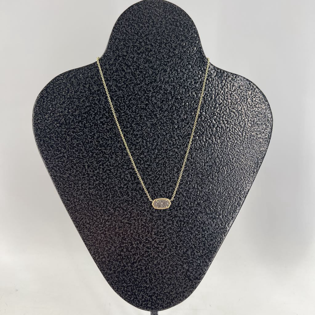 10" gold tone agate charm necklace