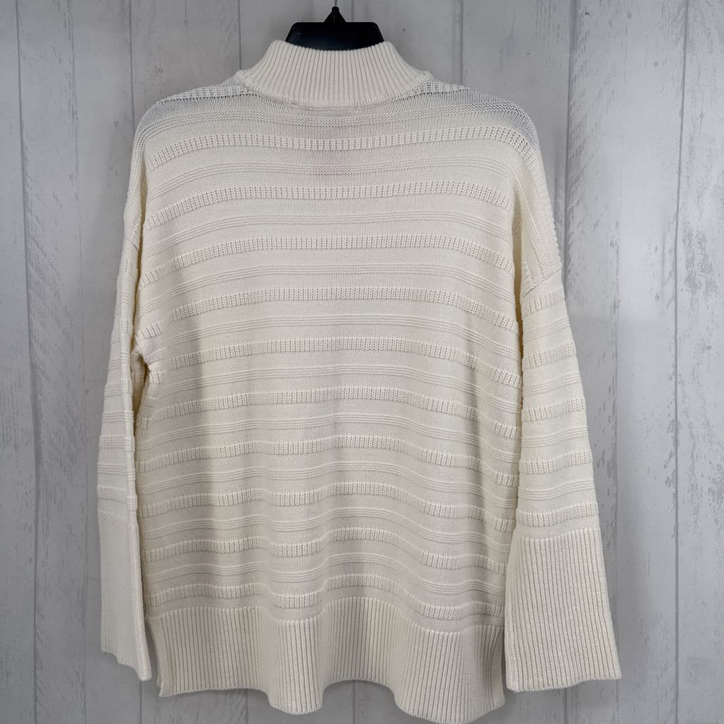 L Textured Stripe mock neck sweater