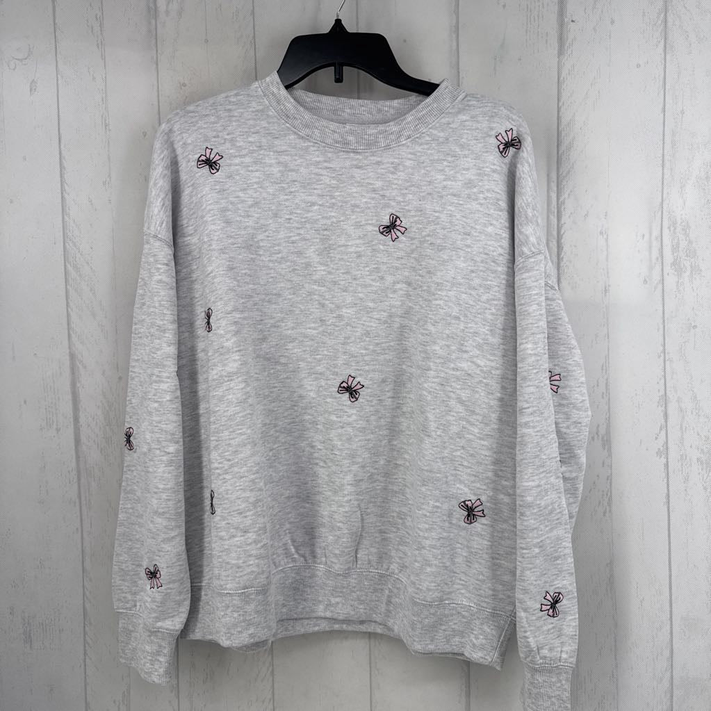L embroidered pink bow sweatshirt