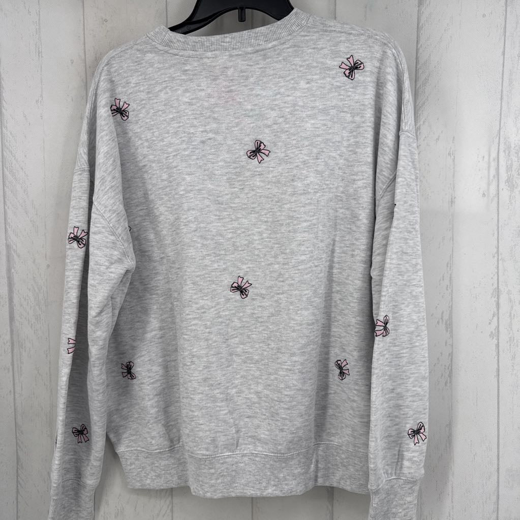 L embroidered pink bow sweatshirt