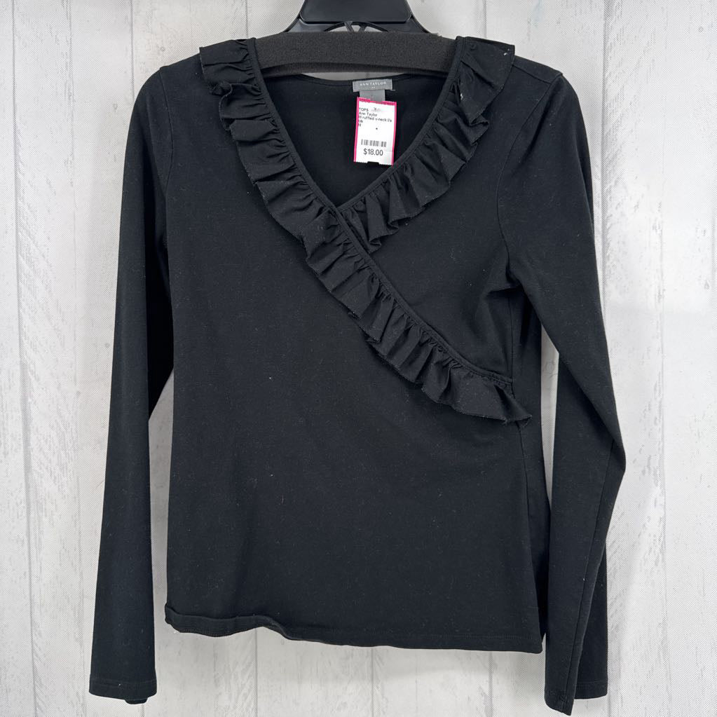 M ruffled v-neck l/s top