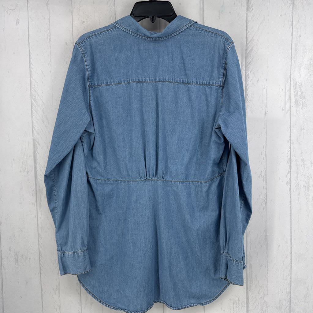 L denim button down l/s top