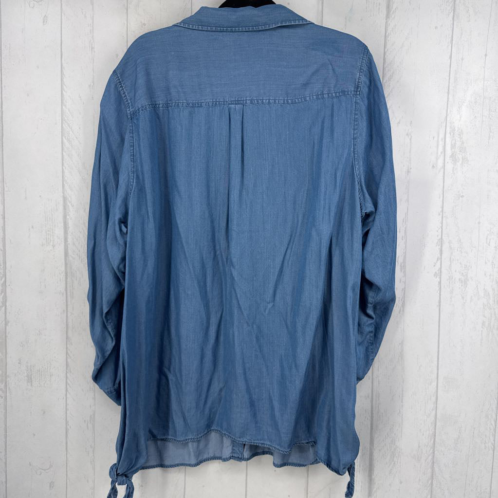 3X denim button down l/s top