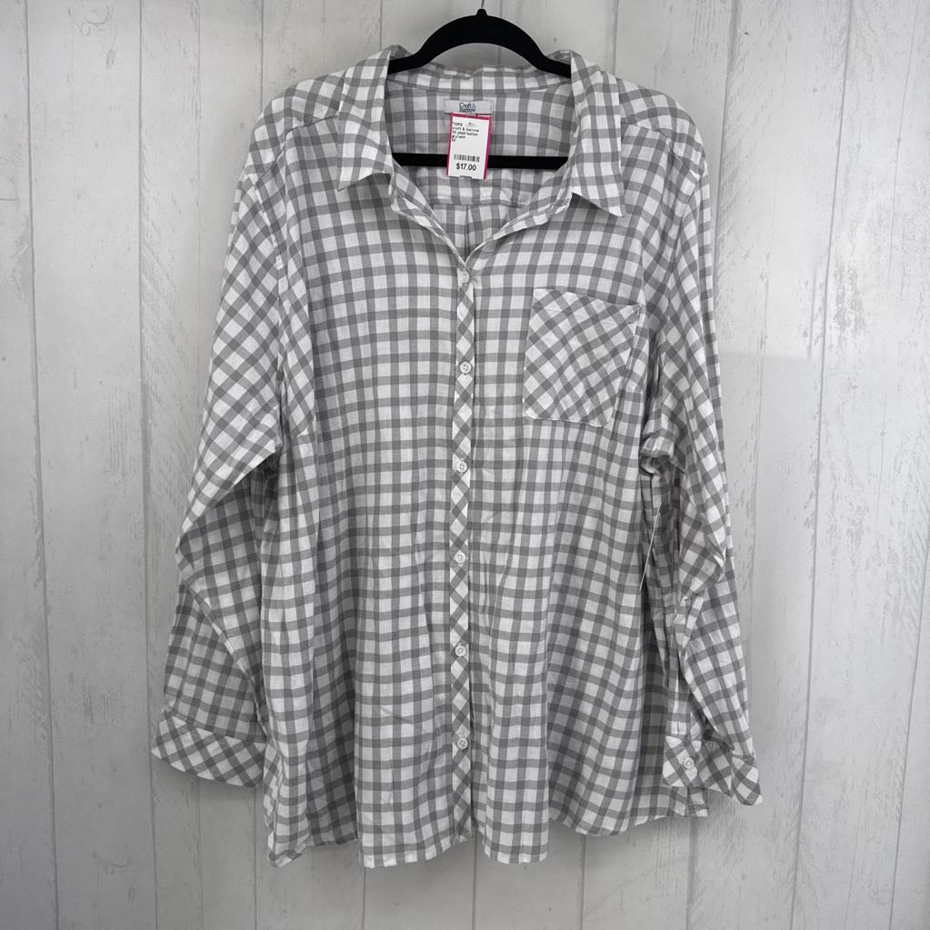 3X plaid button down l/s top