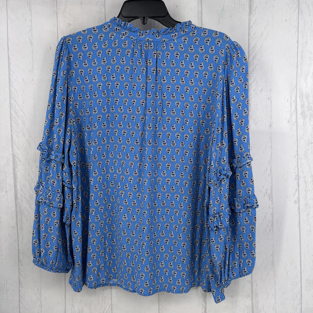L paisley print quarter button down l/s top
