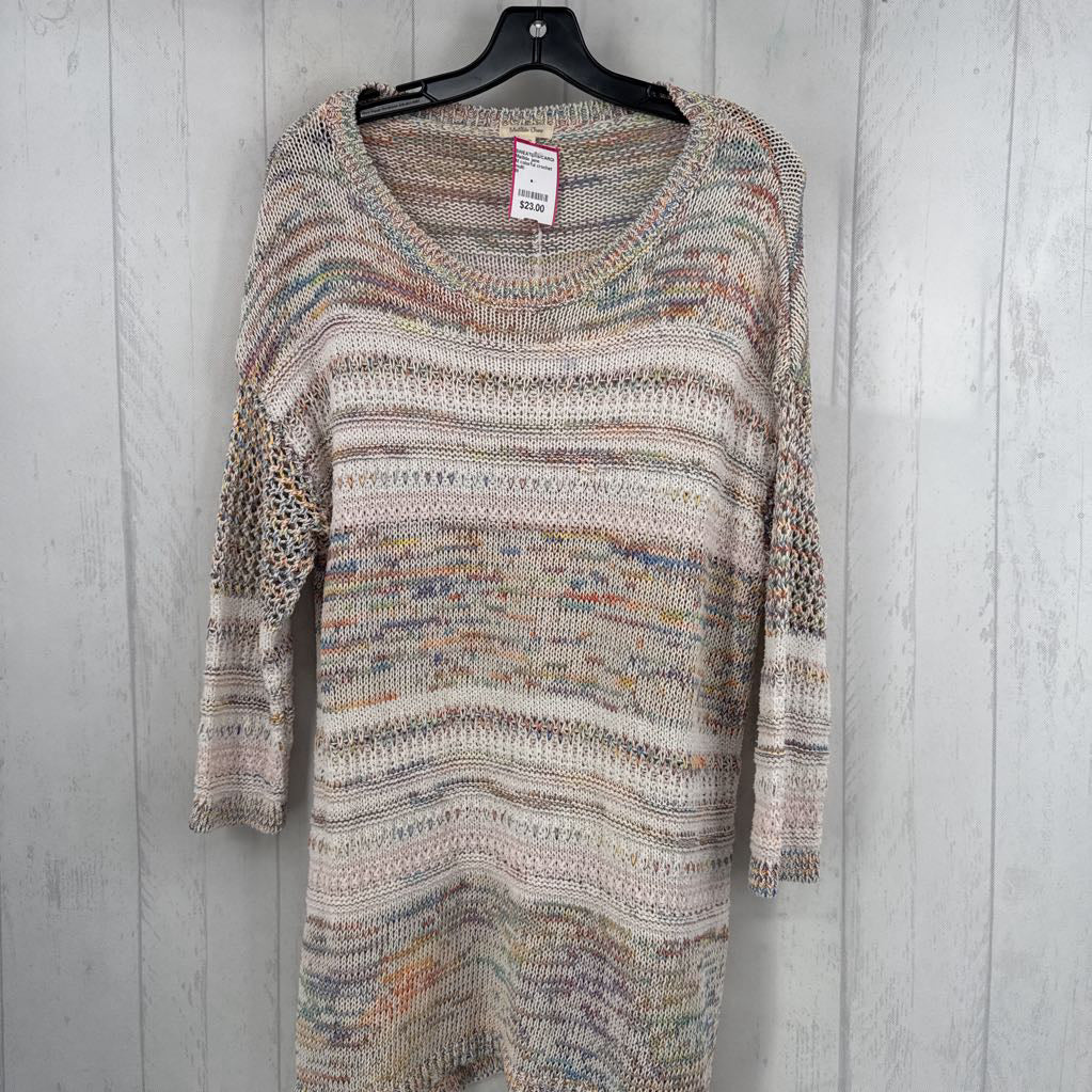 M colorful crochet sweater