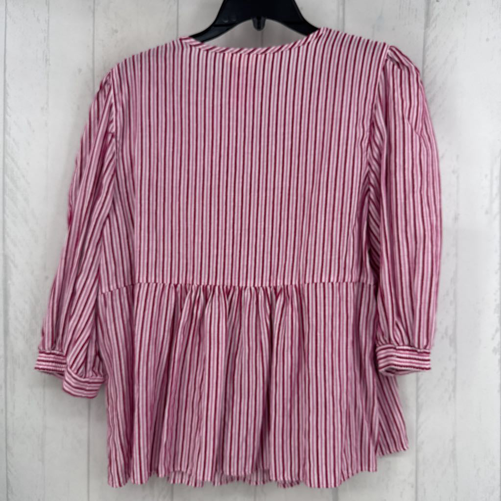 Mp flo embroidered striped 3/4 slv top