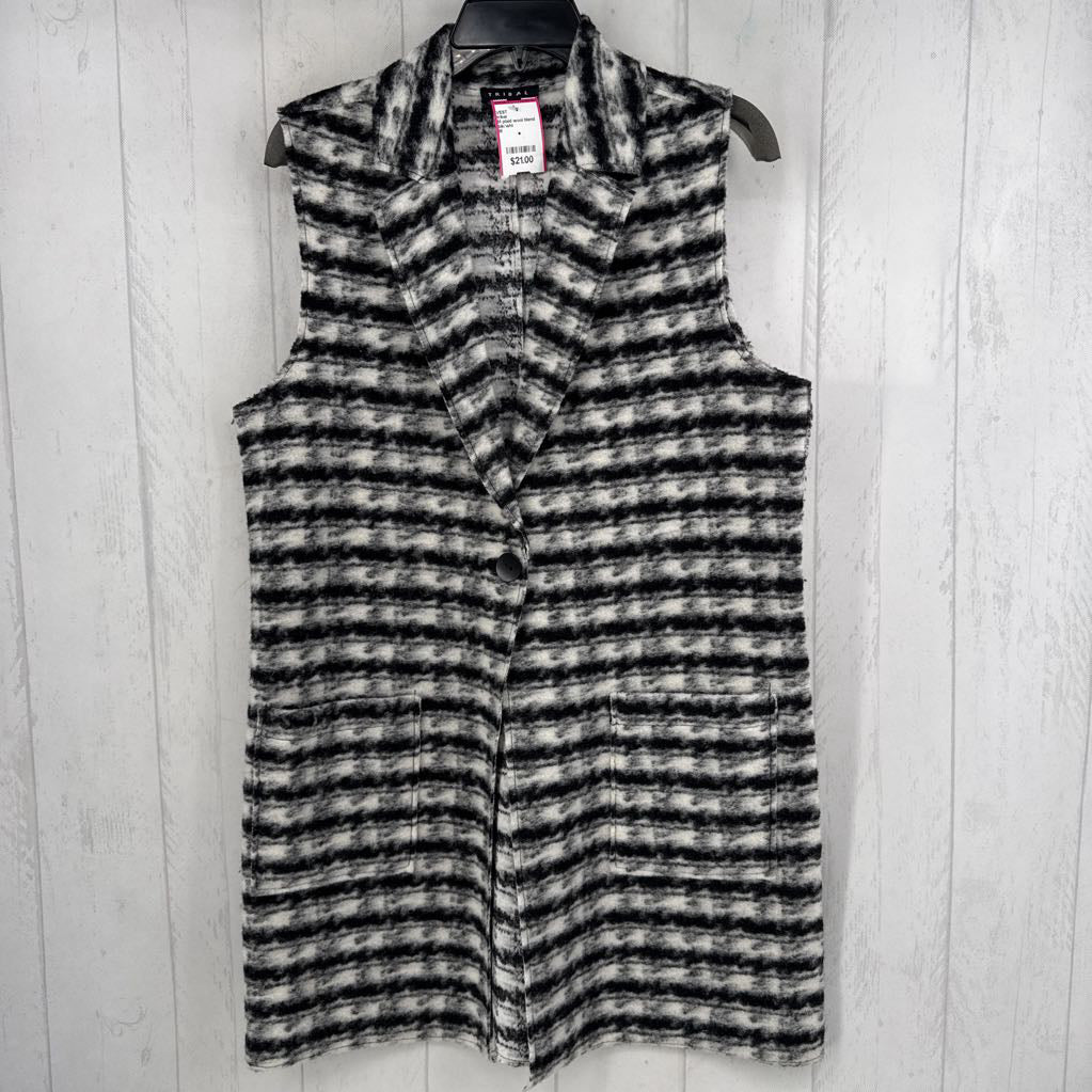 M plaid wool blend vest