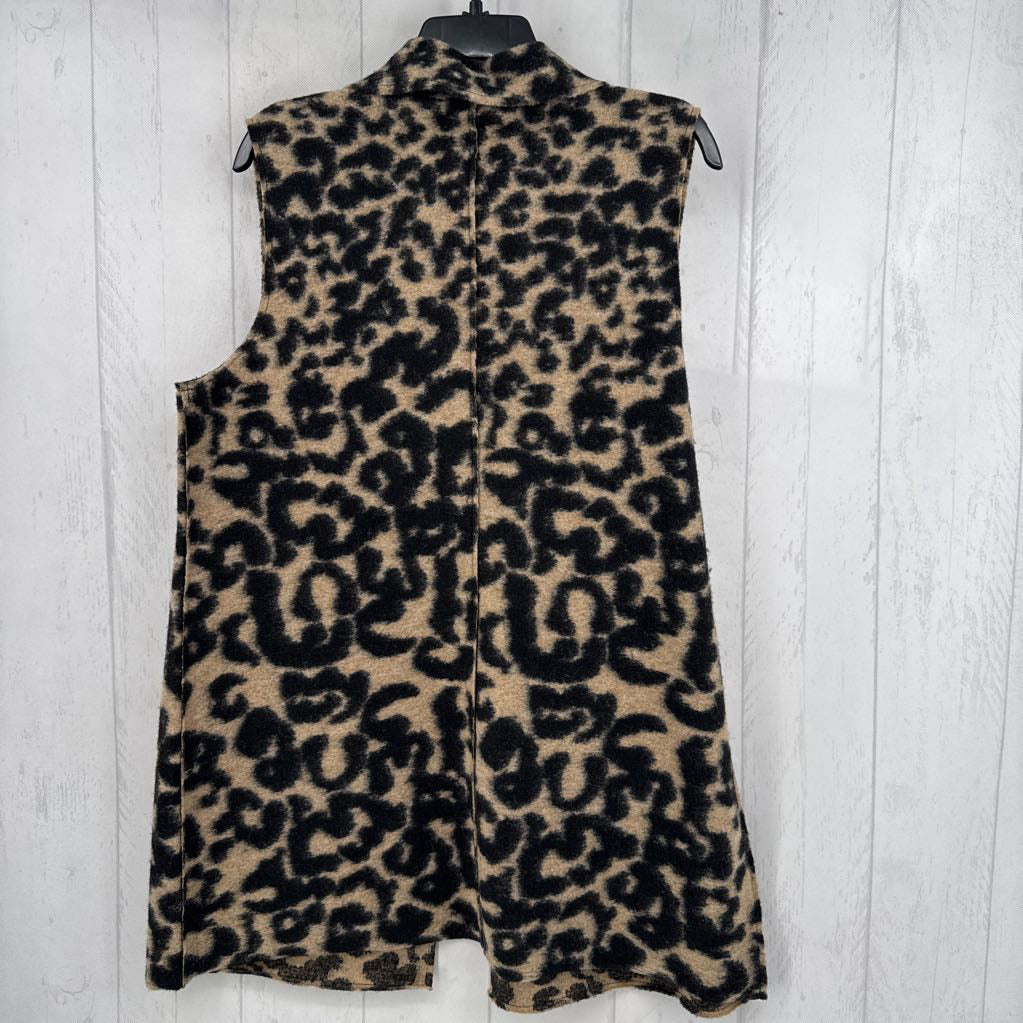 L animal print wool blend vest