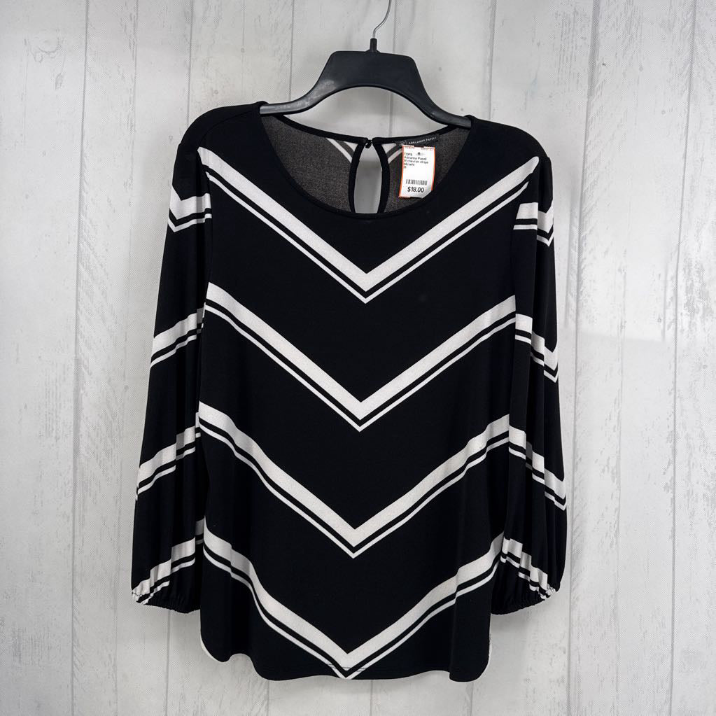 M chevron stripe 3/4 slv top