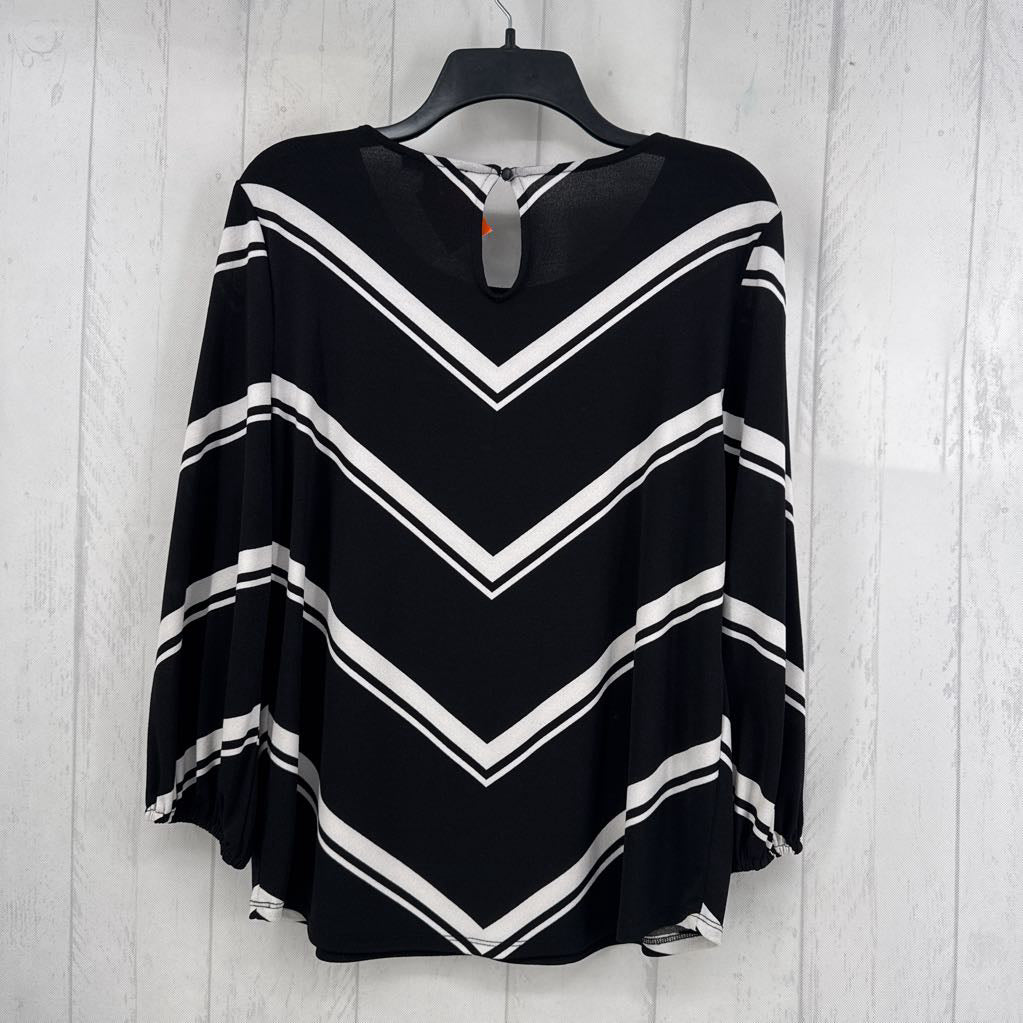 M chevron stripe 3/4 slv top