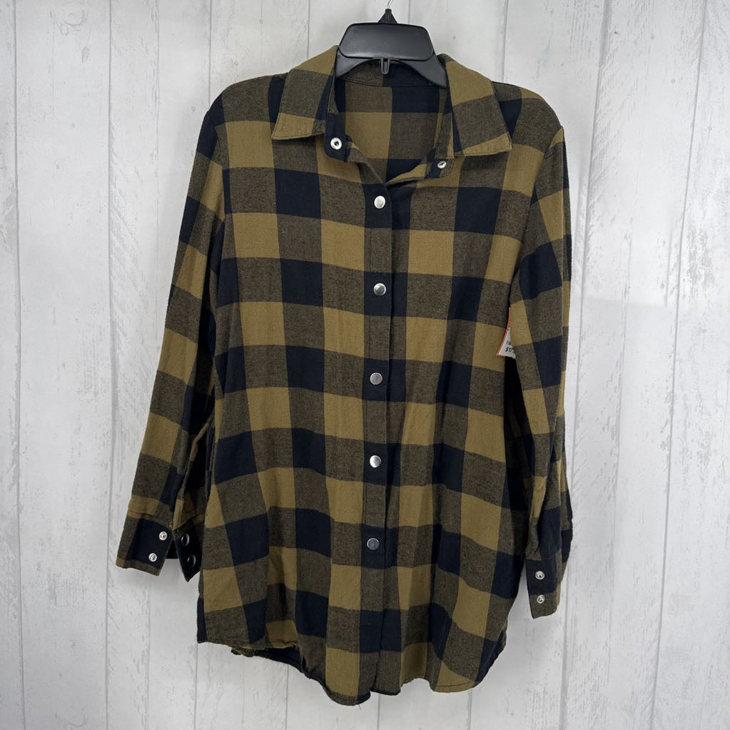 L plaid button down l/s top