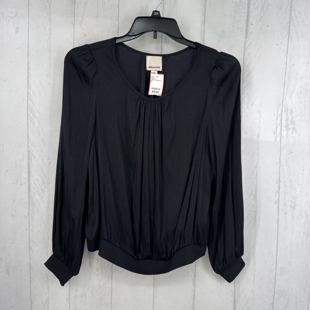 L silky pleated l/s top