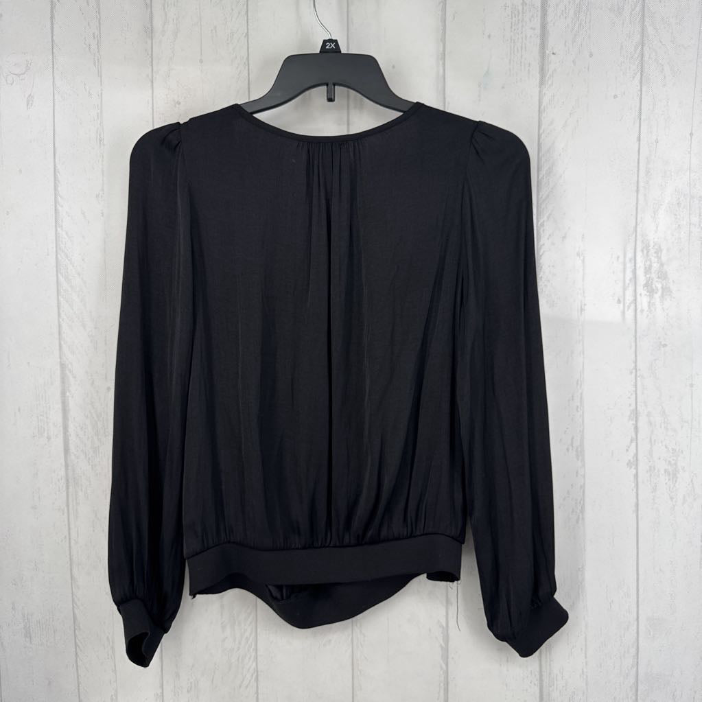 L silky pleated l/s top