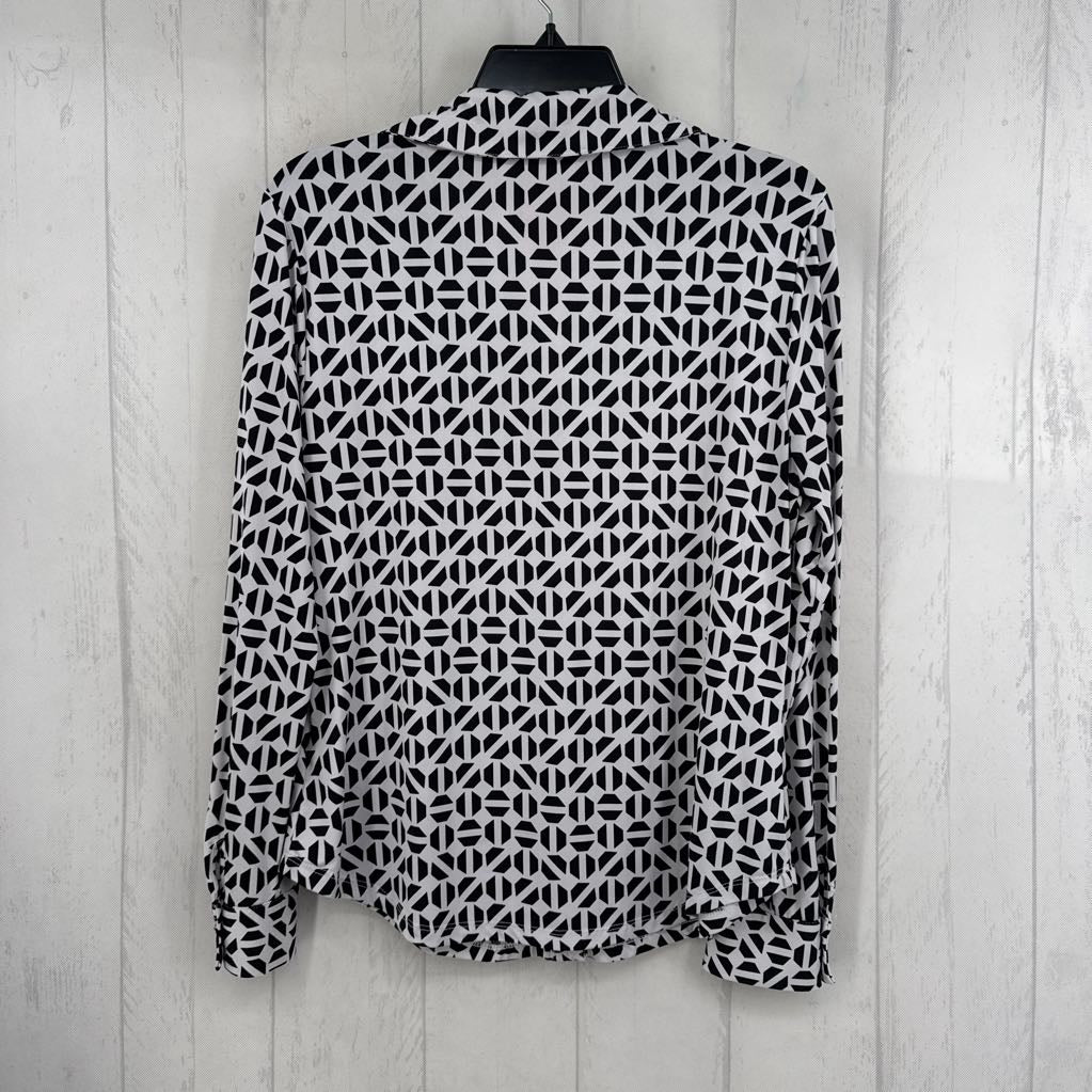 L printed button down l/s top